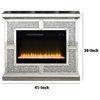 Benzara BM275475 Mirrored LED Electric Fireplace, Remote, Faux Diamond, Silver