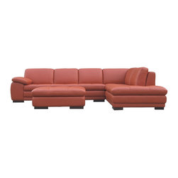 625 Italian Leather Sectional Sofa in Pumpkin - Sectional Sofas