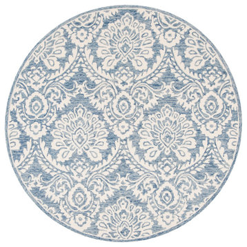 Safavieh Blossom Collection BLM106M Rug, Blue/Ivory, 4' x 4' Round