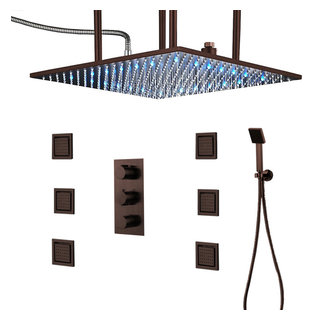 Featuring Oil Rubbed Bronze Sierra Multi Color Water Powered Led Shower  with Adjustable Body Jets and Mixer-Wall Mount Style