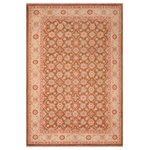 Bareens Designer Rugs - Boho Chic Ziegler Vicenta Brown Beige Hand-Knotted Wool Rug - 6'0'' x 8'10'' - Enhance the ambiance of your home with this magnificent Persian-influenced Turkish hand-knotted rug made by skilled artisans capable of creating the most exceptional vegetable dyes and hand-spun wool. This exquisite handmade rug is a one-of-a-kind Peshawar Kafkaz, otherwise identified as Chobi, Chobi Peshawar, Oushak, or Ziegler rug. These handmade rugs are crafted in Pakistan utilizing superior-quality wool imported from Australia, New Zealand, and Korea in two types of weaves: the Persian weave and the Mori weave. This rug is meticulously crafted by hand using the finest natural vegetable dyes extracted from local plants. The artisans use a blend of hand-spun local and fine merino wool, resulting in a rug with a compelling texture, higher lanolin content, and longer staple. The artisans occasionally incorporate natural or artificial silk into the pile to enhance specific motifs. The finished product is an awe-inspiring execution of flawless design and an understated palette that exudes elegance.