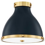 Hudson Valley Lighting - Painted No. 3 2-Light Flush Mount by Mark D. Sikes, Aged Brass/Darkest Blue - Relaxed forms and fresh finishes take flight in Painted.No.3, an expansion of the popular Painted family. Available in three styles and finishes.