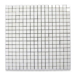 Stone Center Corp - White Thassos Marble Square Grid Mosaic Tile 5/8x5/8 Polished, 1 sheet - Wall And Floor Tile