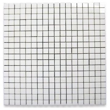 White Thassos Marble Square Grid Mosaic Tile 5/8x5/8 Polished, 1 sheet