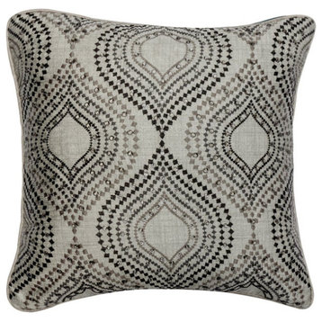 Decorative 14"x14" Crystals Grey Jacquard Pillow Covers - Majestic Glory