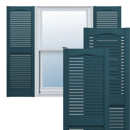 Standard Cathedral 2-Equal Louver Shutters, Midnight Blue, 14 1/2"Wx31"H