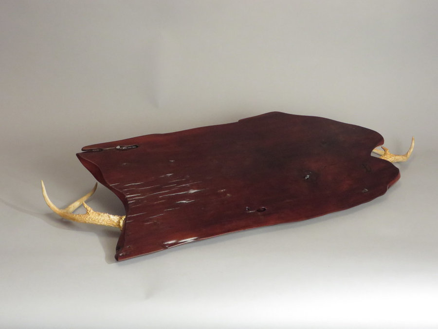 REAR DETAIL: 16009 Antique Cherry Antler Trout Tray