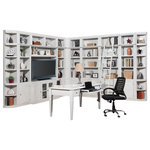 Parker House - Boca 12-Piece Corner Library Bookcase Wall With Desk, White - Free Shipping & Complete Setup Included!