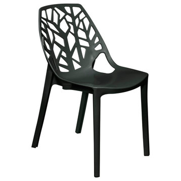 Leisuremod Cornelia Tree Back Design Lucite Dining Chair, Solid Black