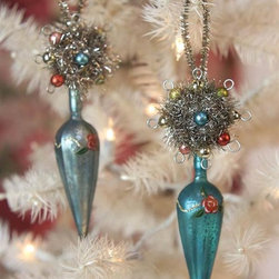 Rose Swag Finial Ornaments (Pair) - Christmas Ornaments