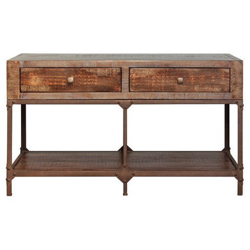Industrial Style Rustic Solid Wood and Metal Sofa Table Console Table