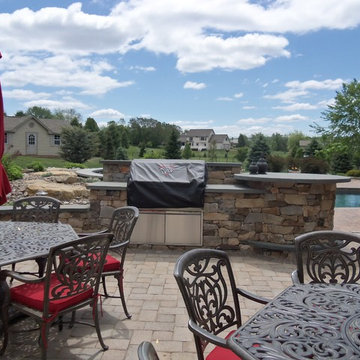 Natural Stone Masonry Seat Walls and Grill Island