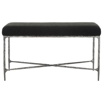 Safavieh Couture Mandy Boucle And Metal Bench, Black