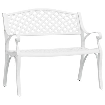 vidaXL Outdoor Patio Bench Outdoor Garden Park Bench Chair Cast Aluminum White