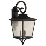 Craftmade - Tillman Large 3 Light Outdoor Lantern, Textured Matte Black - Tillman is a striking fixture designed for a variety of architectural styles.  Featuring a scroll arm and curved roof paired with the clean lines and seeded glass, the Tillman creates a welcome invitation to all your guests.