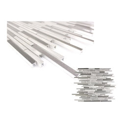GBM Manufacturing - City Lights 16"x12" Aluminum Metal Thin Linear Mosaic Tile,New York, Single Sheet - Mosaic Tile