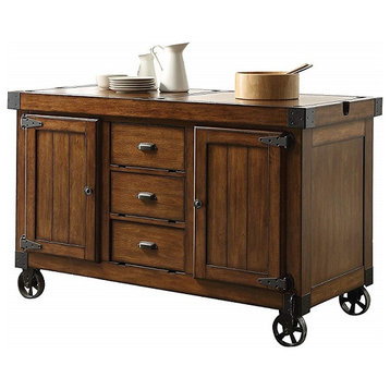 Aldric Distressed Tobacco Industrial Serving Cart