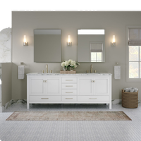 Kennedy Bathroom Vanity, White, 84", Double Sink, Freestanding