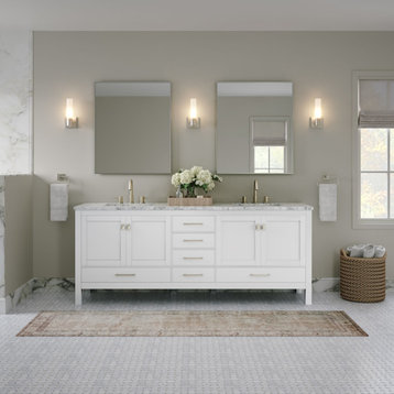 Kennedy Bathroom Vanity, White, 84", Double Sink, Freestanding