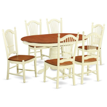 Atlin Designs 7-piece Wood Dining Table Set in Buttermilk/Cherry