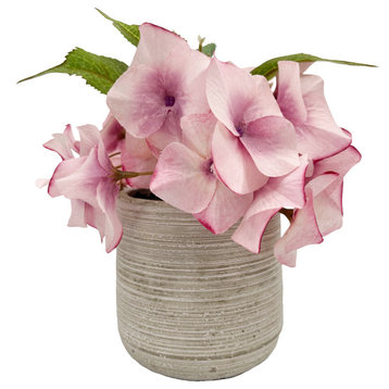 Admired By Nature Faux Hydrangea Tabletop Floral Arrangement, 7", Pink