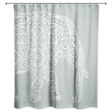 Soft Blue Mandala Elephant 71x74 Shower Curtain