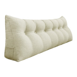 WOWMAX - Bed Rest Wedge Pillow, Back Support Lumbar Pillow, Sofa Pillow, Ivory - Bed Pillows
