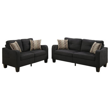 2 Piece Living Room Sofa Set, Black