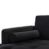Modern Living Room Sectional With Extra Wide Chaise, Velvet Fabric, Black