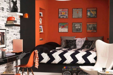Perfect Orange Two Colour Combination For Bedroom Walls