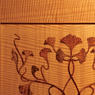 Art Nouveau trompe l’oeil marquetry inlay