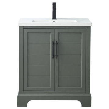 Vanity Art Bathroom Vanity with Sink & Top, Vintage Green, 30", Black Stone