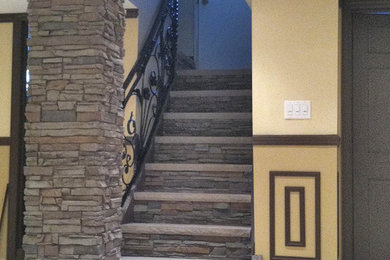 Inspiration for a contemporary basement remodel in New York