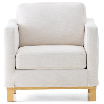 Classic Accent Chair, Oversized Cushioned Seat With Track Armrests, Oat