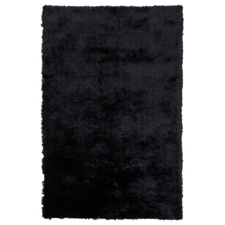 Weave & Wander Armada Plush Shag Rug, Black, 4'9"x7'6"