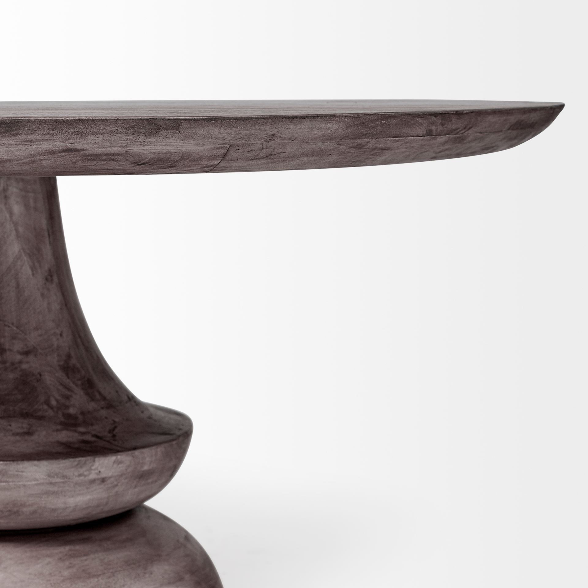 60" Gray Rounded Solid Wood Pedestal Base Dining Table - Farmhouse ...