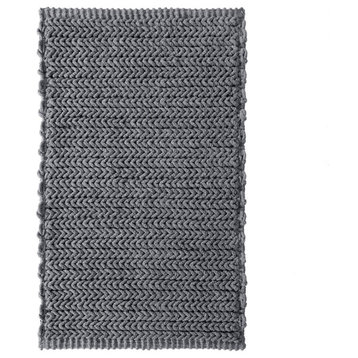 Madison Park Lasso 100% Cotton Chenille Chain Stitch Rug, Charcoal