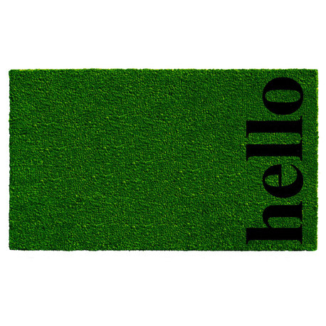 Vertical Hello Doormat, Green/Black, 17"x29"