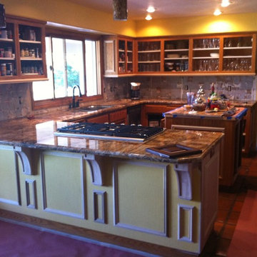 YELLOW DATED OAK CABINETS-BEFORE