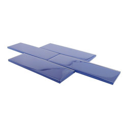3x9 Cobalt Blue Glossy Subway Glass Tiles - Home Accessories & Decor