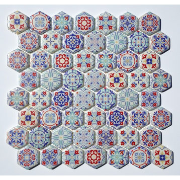 Glass Mosaic Tile Sheet Giglio Hexagon 1.5" Multicolor Pattern