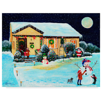 Cheryl Bartley 'Christmas Time Yellow House' Canvas Art, 47"x35"
