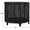 Round Bamboo and Rattan Round Accent Table, Natural, Black