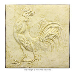 Fine Art Tileworks - Crowing Rooster 12"x12" handmade tile - Tile