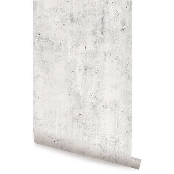 Cement Concrete Peel and Stick Vinyl Wallpaper , Light Gray, 24"w X 60"h