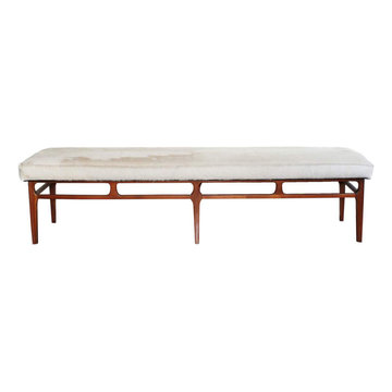 Mid century modern coffee table converted to upholstered bench
