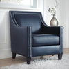 Shelby Faux Leather Nailhead Arm Chair, Navy