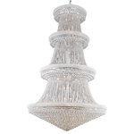 Elegant Lighting - Primo 56 Light Chandelier in Chrome with Clear Royal Cut Crystal - Primo' means 'first' in Italian and the Primo collection lives up to its name as the top choice in classic dramatic lighting. The symmetrical bell-shaped design offers variations in single double and triple tiers with each canopy encrusted with multiple layers of round crystals. Delicate strands of crystals flare out from each canopy ending in a profusion of crystal octagons and balls in the bottom hemisphere base.&nbsp