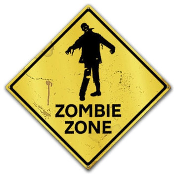 Zombie Zone Classic Metal Sign