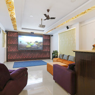 Inspiration for an asian home theater remodel in Hyderabad